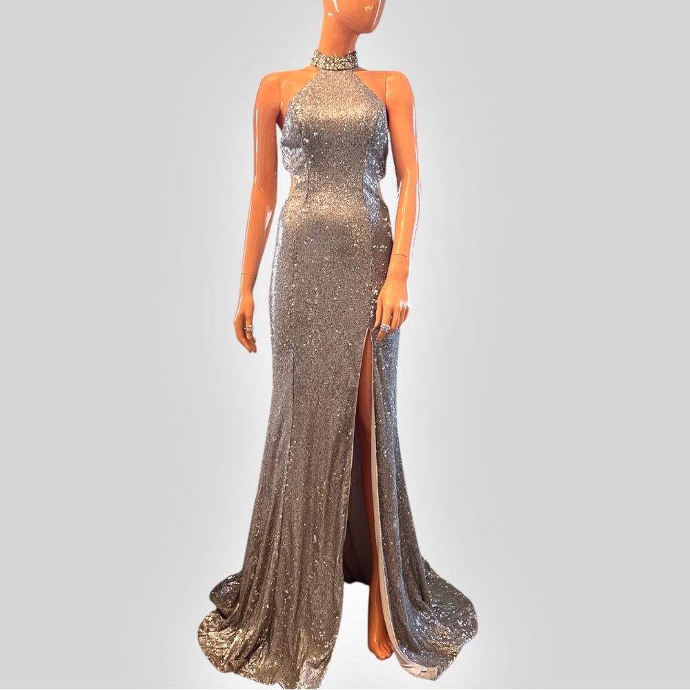 FAVIANA Sequin Halter Gown Wedding Guest